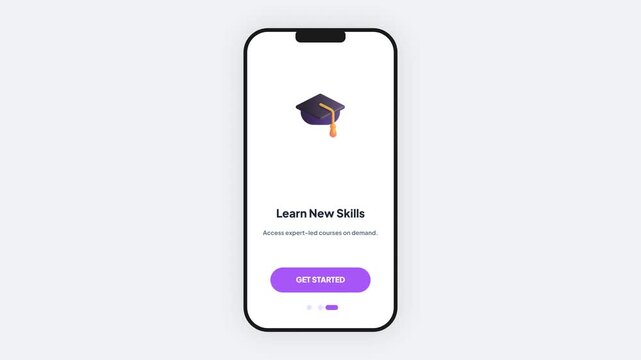Mobile App Onboarding Animation for Online Education and Learning Skills