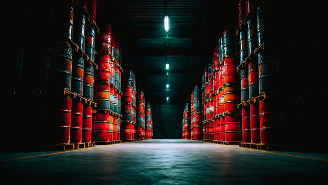 Stockage de bidon dans un entrep&ocirc;t