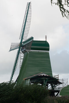 Traditional wooden wildmill at Zaanse Schans, Zaandam, Netherlands