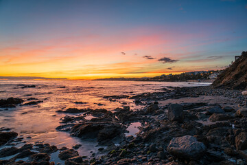 Sunset view of the coastal town of La Cala de Mijas near Malaga. Spain 