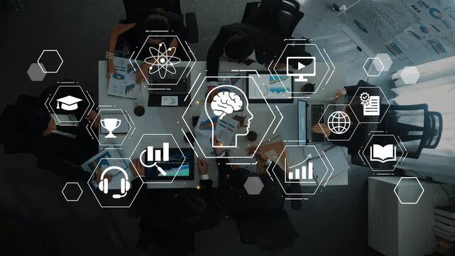 Team Collaboration with Brainstorming Concept and Creative Icons in Modern Office Setting for Ideas Generation and Strategic Planning Sessions Gluon.