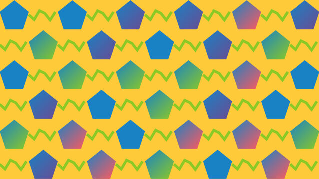 Colorful Pentagon Geometric Pattern on Yellow Background