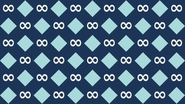 Geometric Infinity and Diamond Pattern in Blue and White