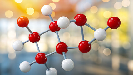 Obraz premium 3D Molecular Structure of Water with Oxygen and Hydrogen Atoms, Scientific Illustration