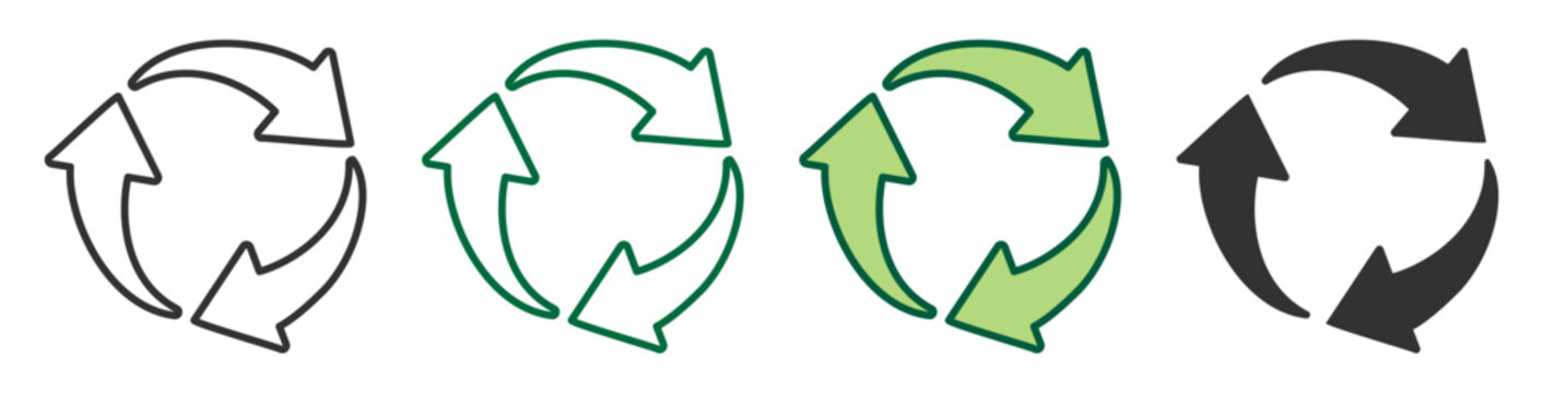 Recycle arrows symbol icon for sustainability and environment on transparent background