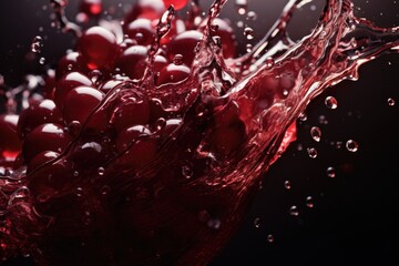 Naklejka premium A close-up view of a glass filled with red wine. Perfect for wine enthusiasts or for use in food and beverage-related projects