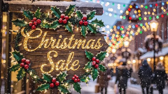 Christmas Sale Signage Festive Holiday Season Shopping.
