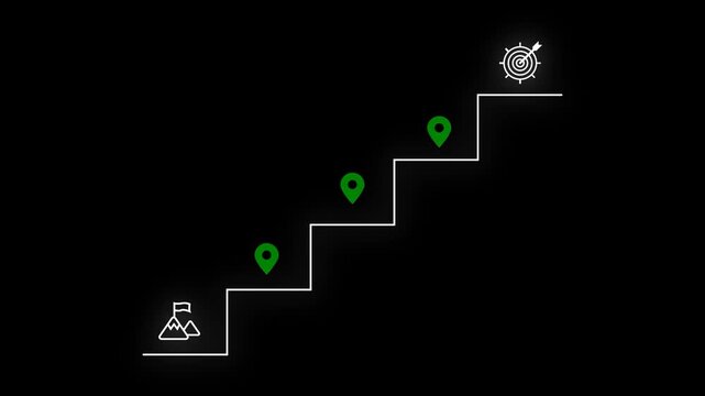 Achievement Pathway, digital location with glowing badge animation on transparent