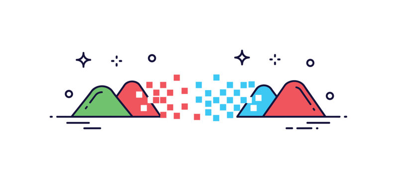 Reality shift moment showing a simple landscape gradually pixelating into another version of itself symbolizing transition between parallel dimensions. Subtle