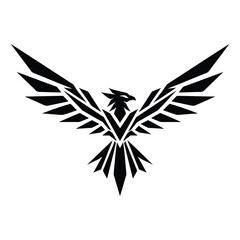 Fototapeta premium Modern geometric eagle illustration with sharp angular lines and symmetrical design perfect for logos branding and graphic projects