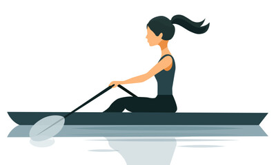  Rower woman rowing boat motion © istorsvetlana