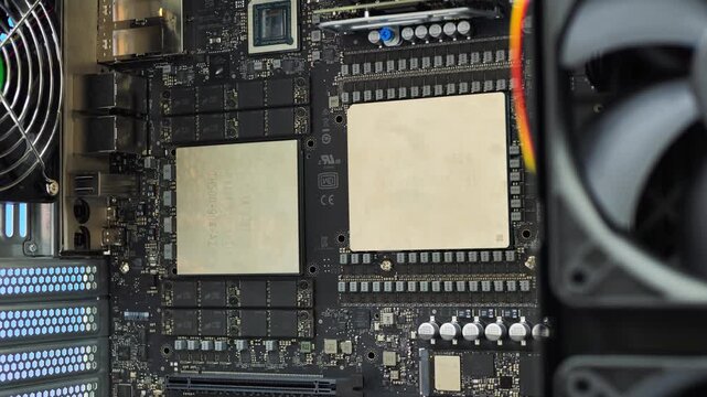 Big data gpu ai robot modern server center computer pc. Bitcoin and crypto mining farm. High tech server computers at work, data center modern supercomputer.