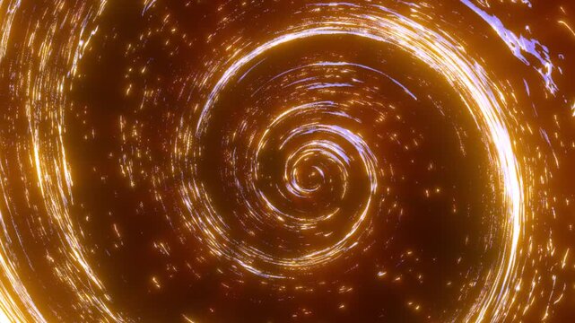 Golden spiral light trails forming an abstract vortex