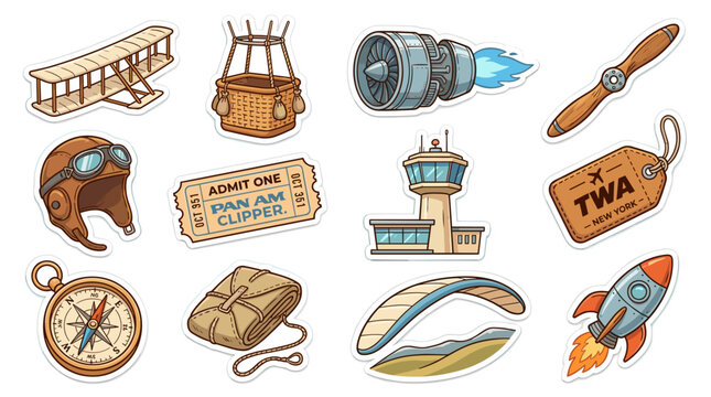 Vintage travel icons and symbols on for design