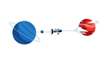 Rocket Ship Traveling Between Planets in Outer Space © Muhammad