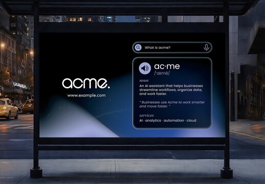 Search Suggestion Ad Concept Template, AI startup promo poster, digital billboard banner layout