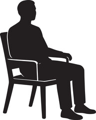 Fototapeta premium Silhouette of a person sitting calmly on a wooden chair