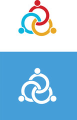 Three People Interlocking Circles Teamwork Community Logo Vector