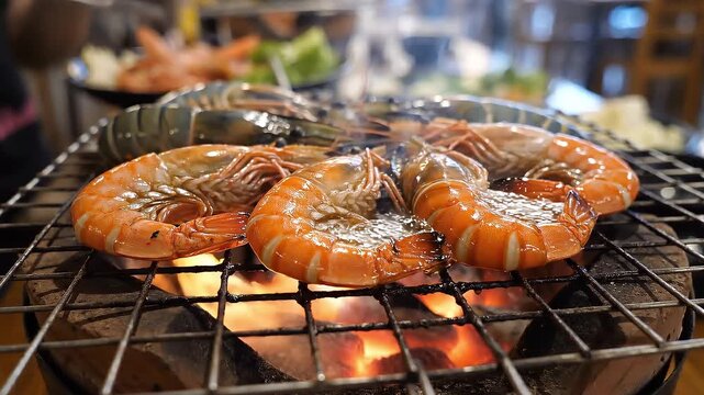 Grilled Seafood: Sizzling shrimp and succulent lobster grill to perfection, offering a symphony of taste and enticing diners with their tantalizing aroma.