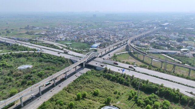 Aerial view of Highways in India, Eastern Peripheral Expressway outer circle of Delhi