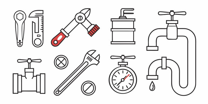 Plumbing tools and fixtures wrench pipe