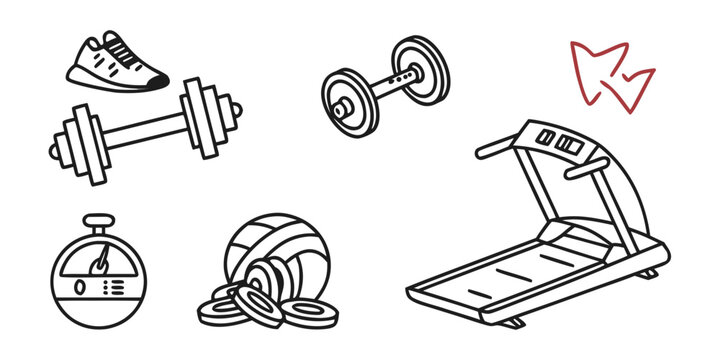 Fitness Equipment Gym Workout dumbbells treadmill