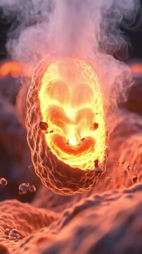  3D mitochondrial dysfunction in chronic fatigue. Science concept.