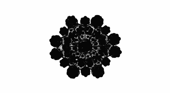 Intricate black fractal pattern on white background, abstract organic design