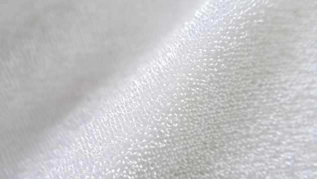 Close up of fluffy white terry cloth towel texture