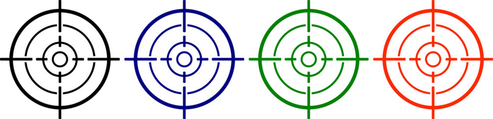 Crosshair targeting symbol in four different colors and styles for aiming and precision © photo forest