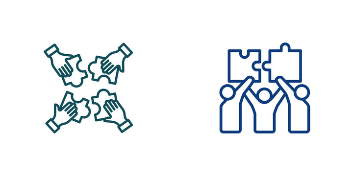 Teamwork and Cooperation Icon Set isolated on transparent background