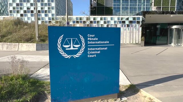 Panorama view of The International Criminal Court in The Hague , Netherlands. Building of International Court of Justice in Den Haag, Holland. Netherlands, Europe