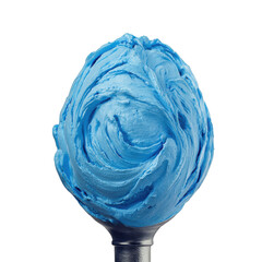 Fototapeta premium Blue frosting swirl on a piping bag tip isolated on transparent background