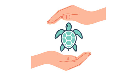 Turtle in Hands Protection Conservation Concept Illustration © MotionMint