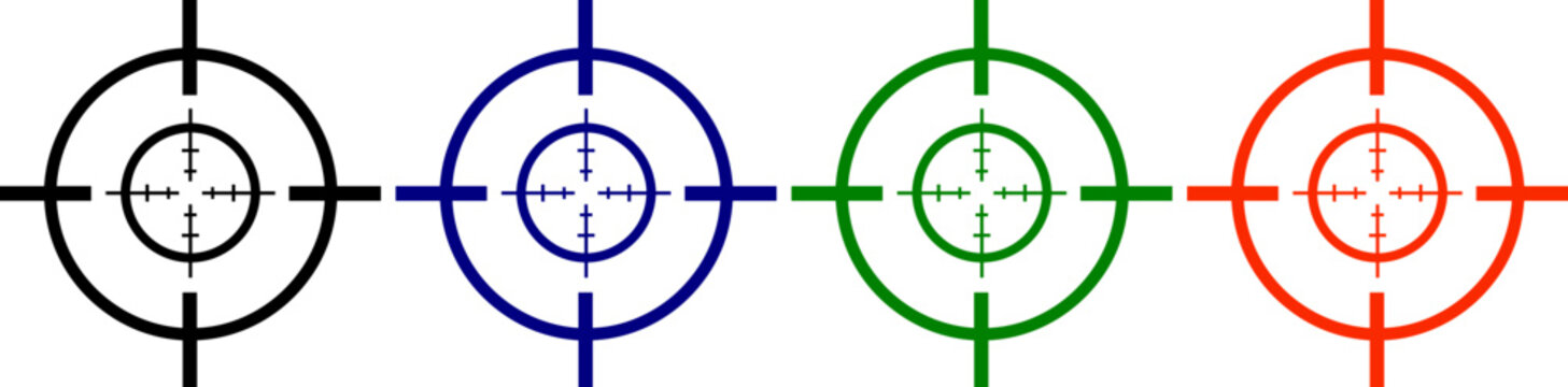 Target reticle crosshair sight sniper scope aiming symbol weapon game black blue green red