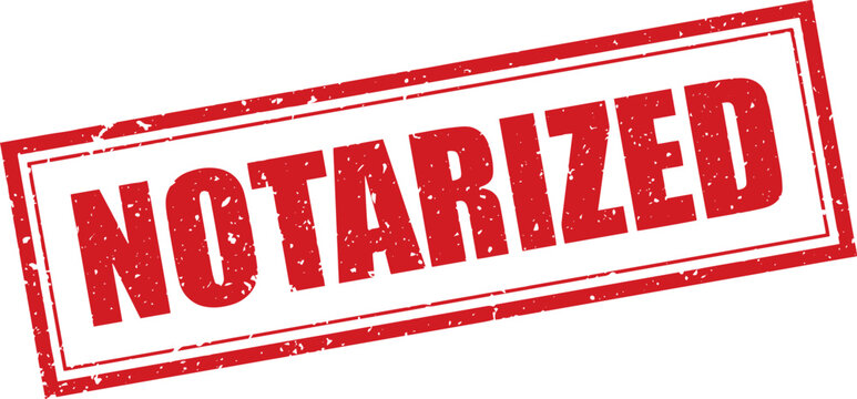 Red Notarized Rubber Stamp Sign Mark Word Text Written in Grunge Vector in Grunge Border in Transparent Background, Vintage, Svg, Png