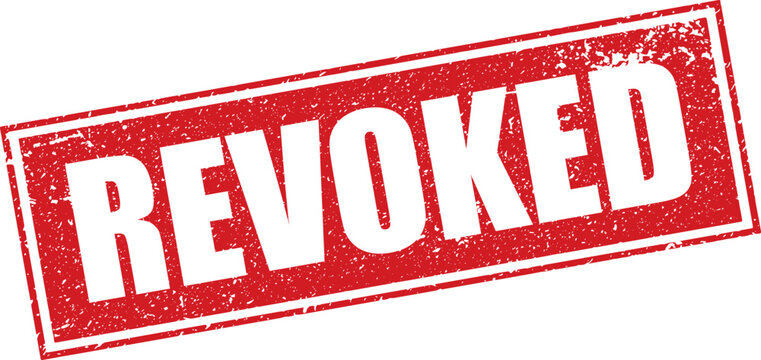Red Revoked Rubber Stamp Sign Mark Word Text Written in Reverse Grunge Vector in Grunge Border in Transparent Background, Vintage, Svg, Png