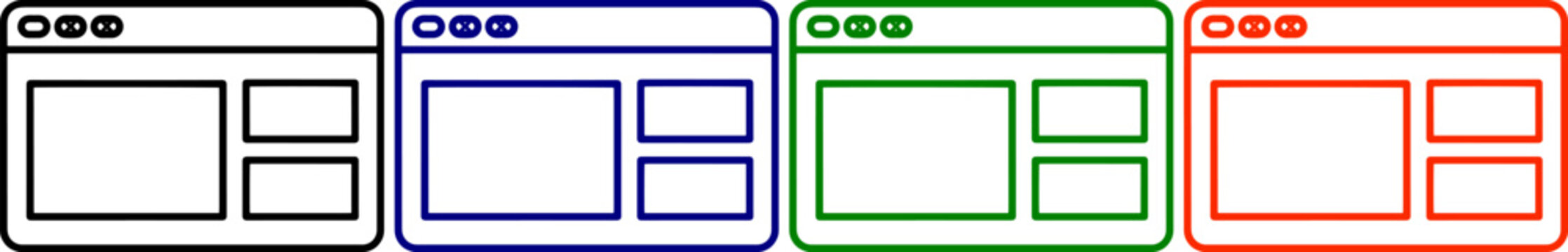 Web browser window layout design isolated vector set illustration