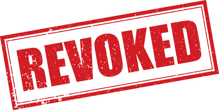 Red Revoked Rubber Stamp Sign Mark Word Text Written in Grunge Vector in Grunge Border in Transparent Background, Vintage, Svg, Png