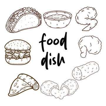 Hand draw of food dish food dish illustration spice food fast food