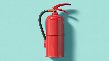 Obraz premium Vibrant Red Fire Extinguisher with Black Hose Ready for Action