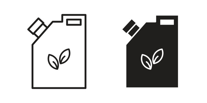 Biofuel canister icon set concept vector graphics for web UI