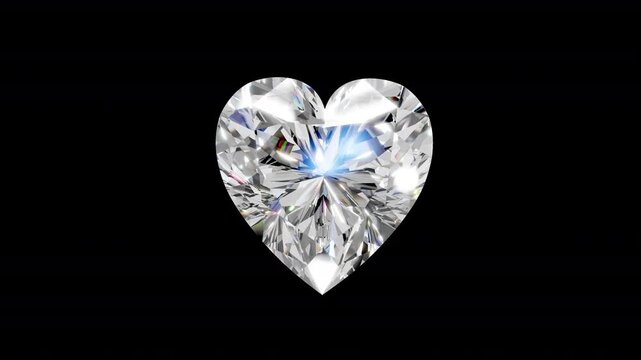 3D Render of a Beating Heart-Shaped Diamond Animation Loop on Transparent  Background
