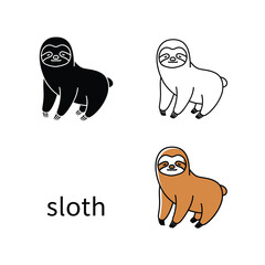 Fototapeta premium Sloth illustration set isolated on transparent background vector art