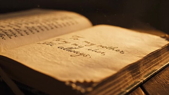 A video showcasing an old book with yellowed pages and a dark background, highlighting its mysterious and ancient appeal.