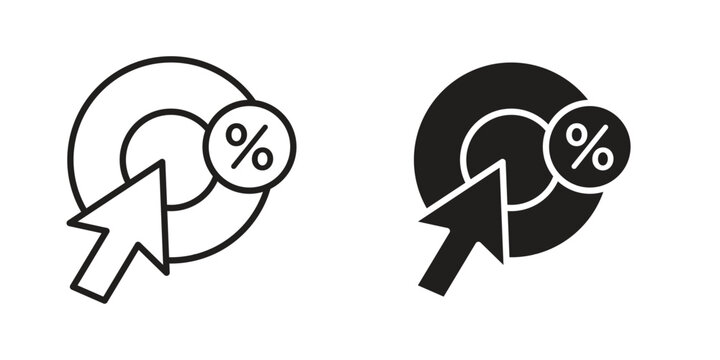 Click through rate icon set concept vector graphics for web UI