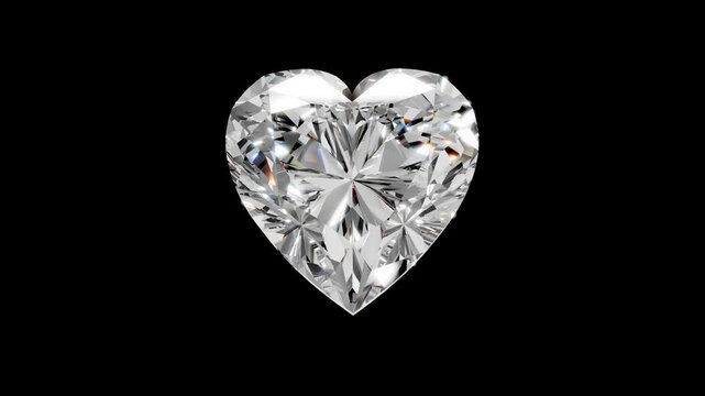 3D Render of a Beating Heart-Shaped Diamond Animation Loop on Black Background