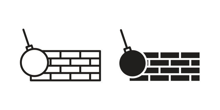 Demolition icon set concept vector graphics for web UI
