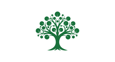 Obraz premium Green tree with circular leaves logo.
