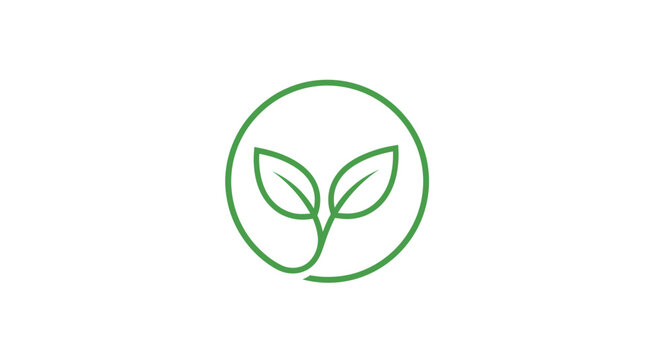 Green leaf logo in circle symbol.